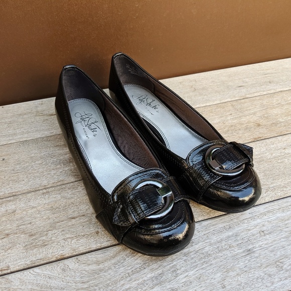 Life Stride Shoes - Life Stride Soft System Black Buckle Flats Size 7